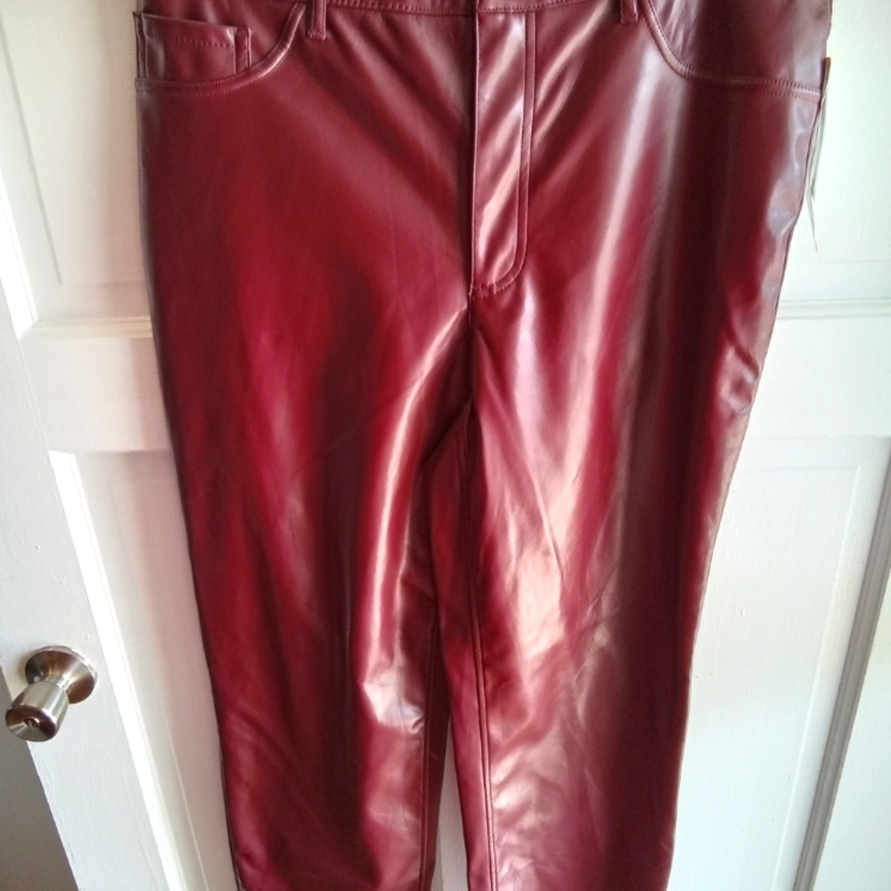 Joie size 12. Stylish Burgandy Faux Leather Pants.
